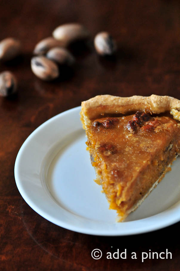 Sweet Potato Pecan Pie | ©addapinch.com