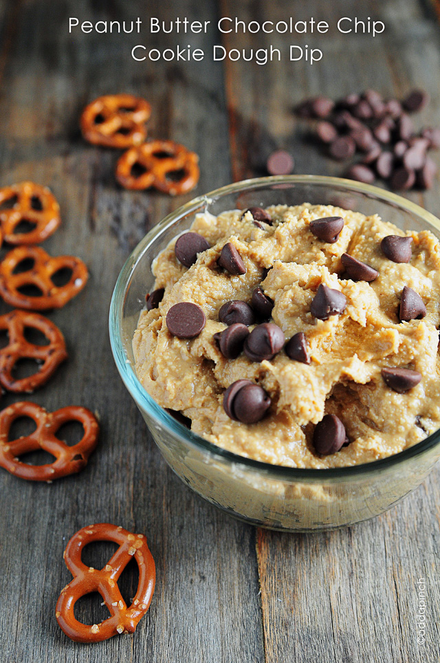 peanut butter chocolate chip cookie dough dip from addapinch.com