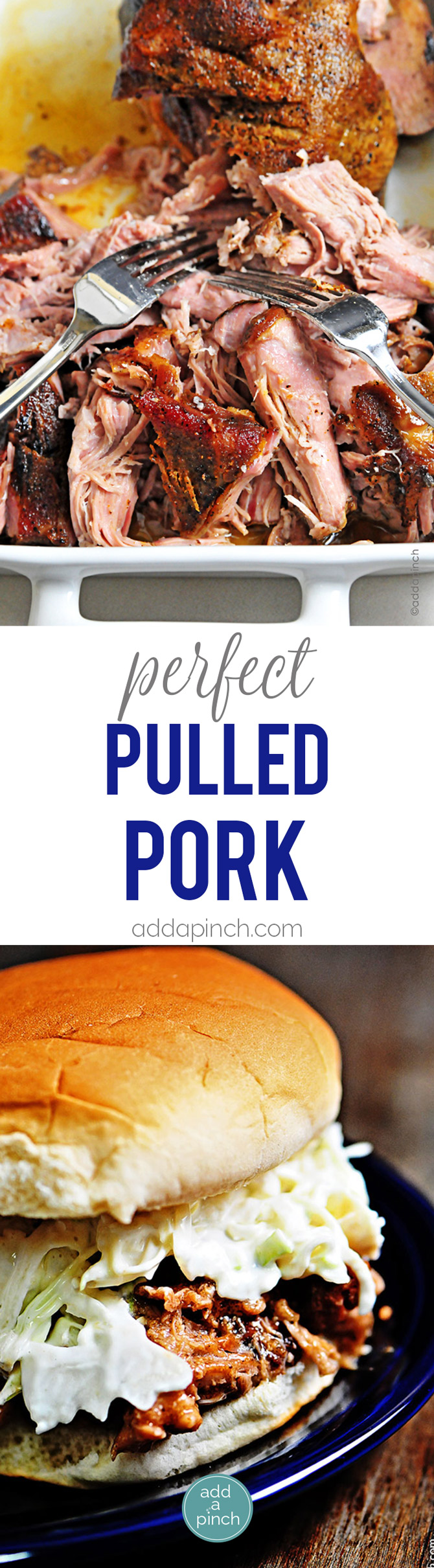 Perfect Pulled Pork Recipe - This simple slow cooker recipe makes the most amazing pulled pork! So easy! // addapinch.com