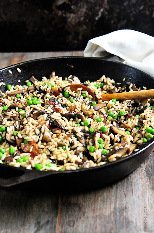 Mushroom Risotto with Bacon and Peas | Add a Pinch