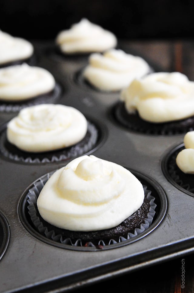 Closeup photograph of easy chocolate cupcakes.