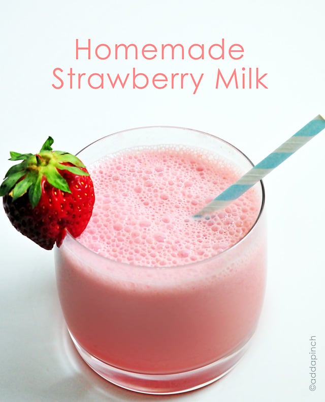 Homemade Strawberry Milk | addapinch.com