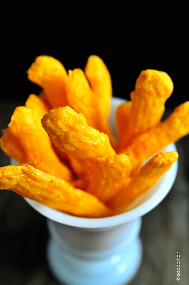 Top view of Cheese Straws in white cup