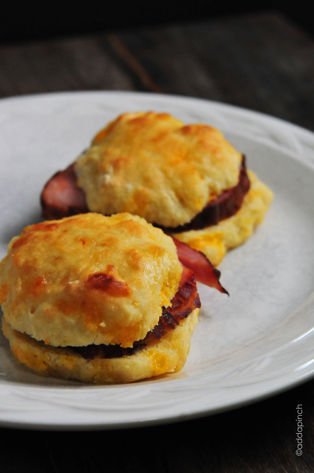 Ham and Cheddar Biscuits Recipe | addapinch.com