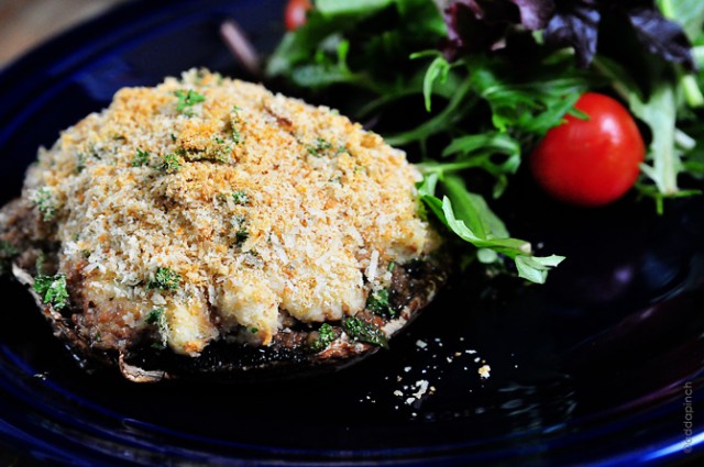 Crab Stuffed Mushrooms Recipe | ©addapinch.com