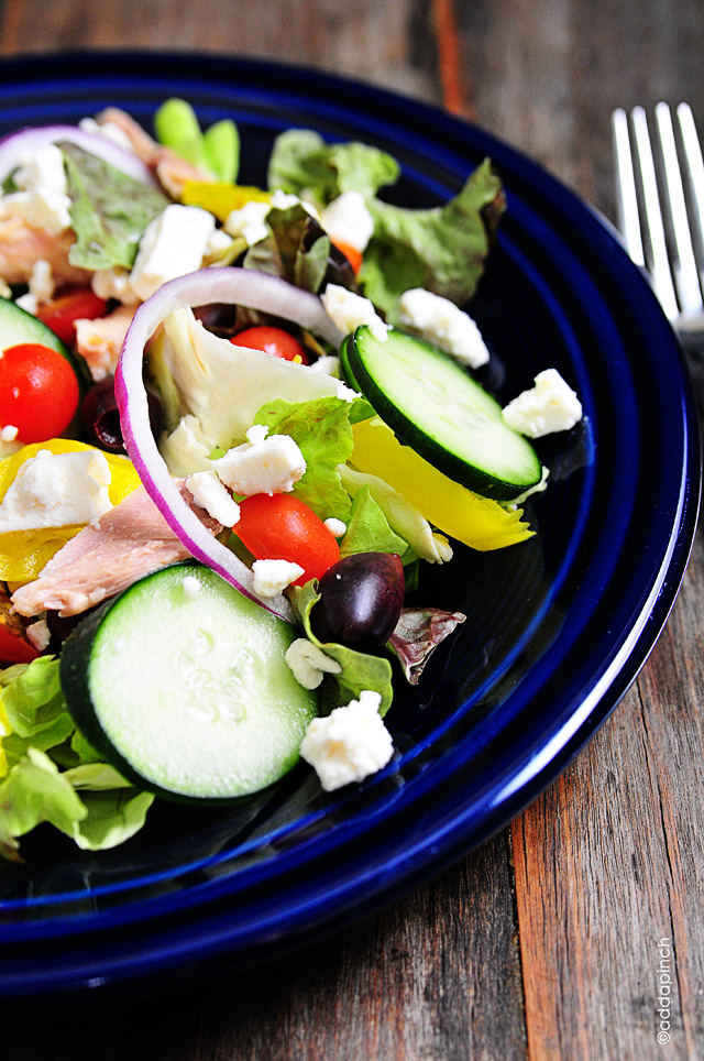 Greek Salad Recipe | addapinch.com