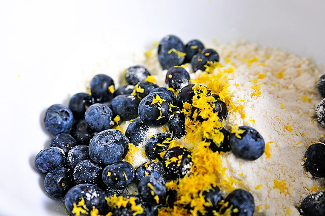 Lemon Blueberry Corn Muffins Recipe | ©addapinch.com