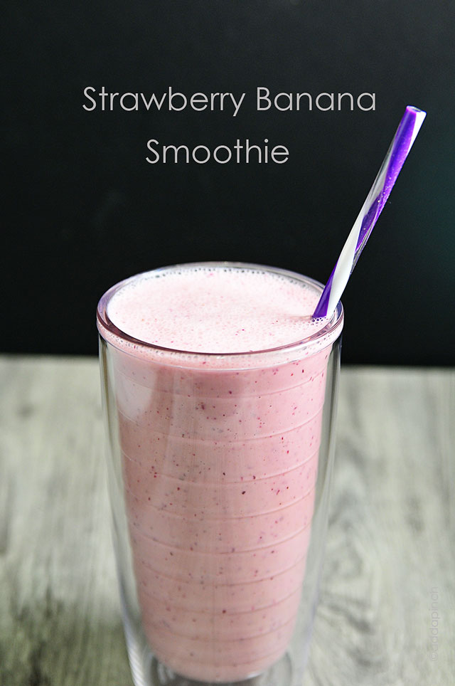 Strawberry Banana Smoothie Recipe | © addapinch.com