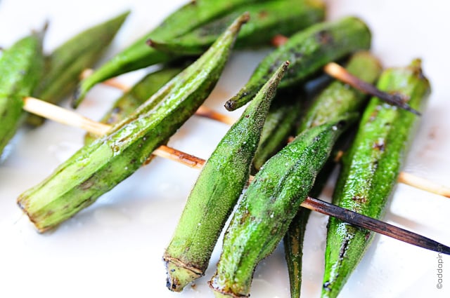 Grilled Okra Recipe | ©addapinch.com