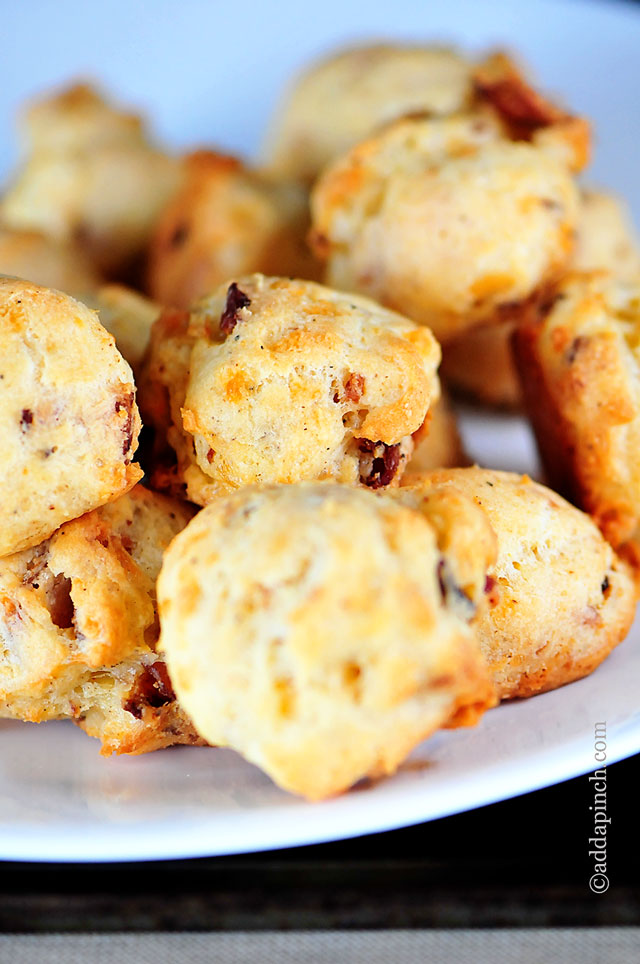 Cheddar and Bacon Puffs Recipe | ©addapinch.com