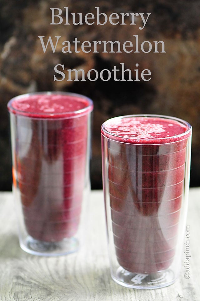 Blueberry Watermelon Smoothie Recipe | ©addapinch.com