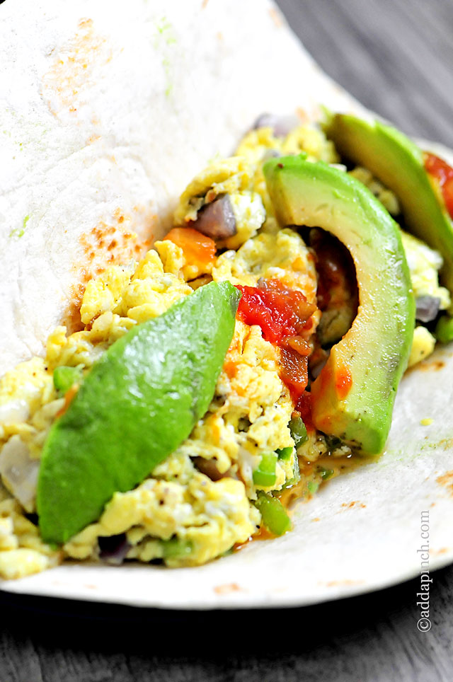 Egg and Avocado Breakfast Burrito - Add a Pinch