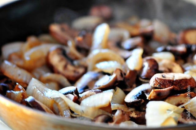 Mushroom Onion Saute Recipe | ©addapinch.com