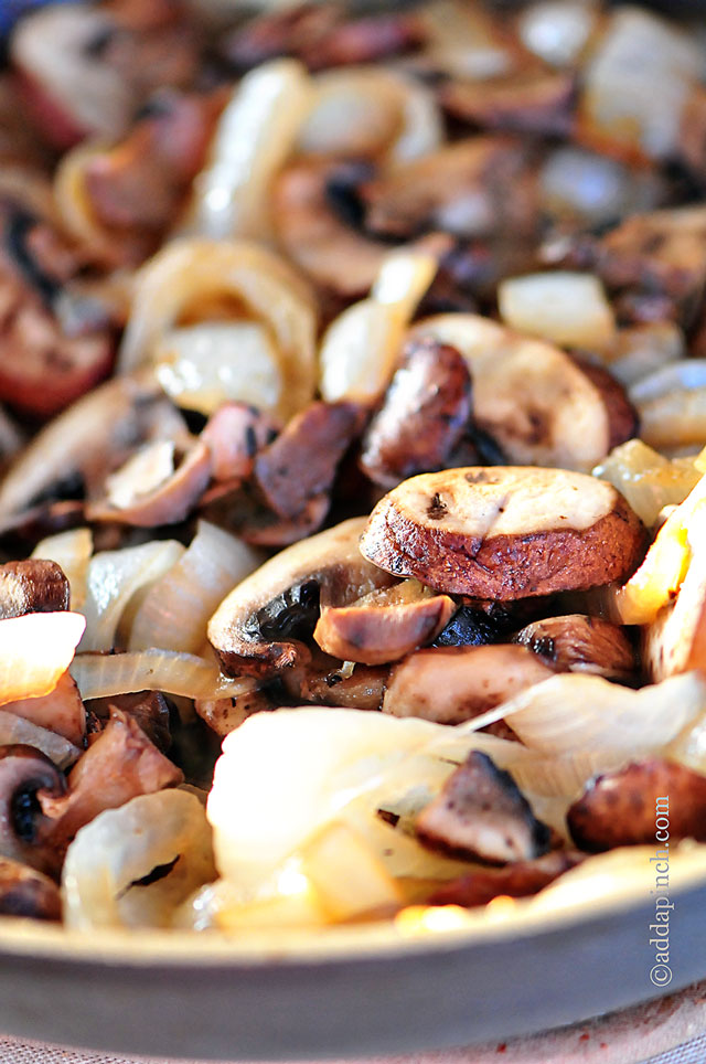 Mushroom Onion Saute Recipe | ©addapinch.com