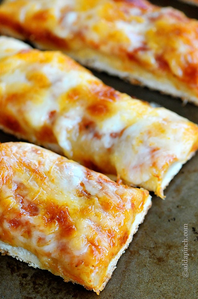 Cheesy Pizza Sticks | ©addapinch.com