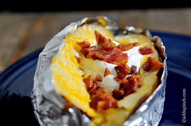 Slow Cooker Baked Potatoes | ©addapinch.com