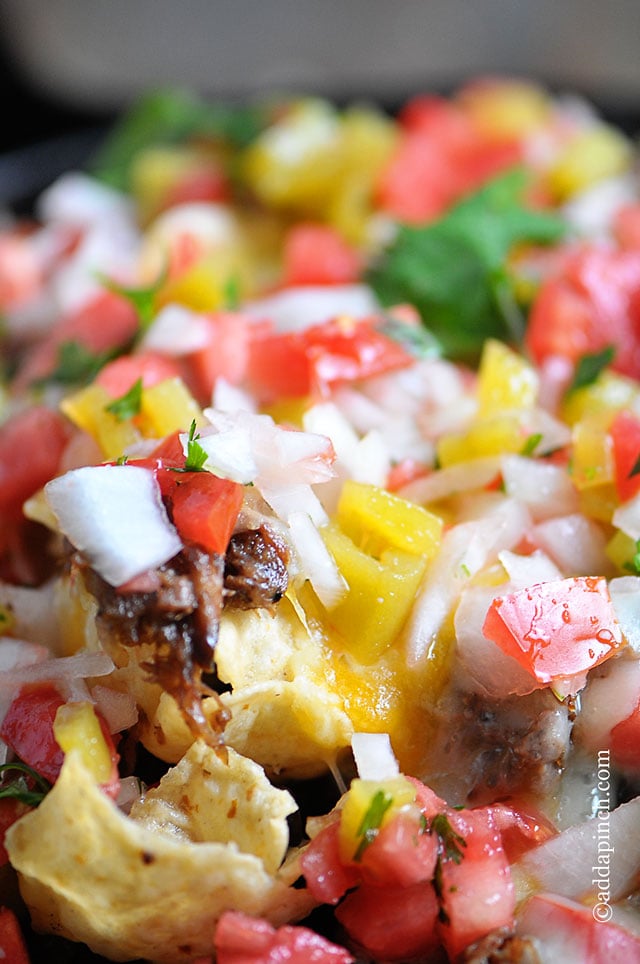 Shredded Beef Nachos Recipe | ©addapinch.com