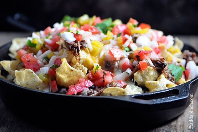 Shredded Beef Nachos Recipe | ©addapinch.com