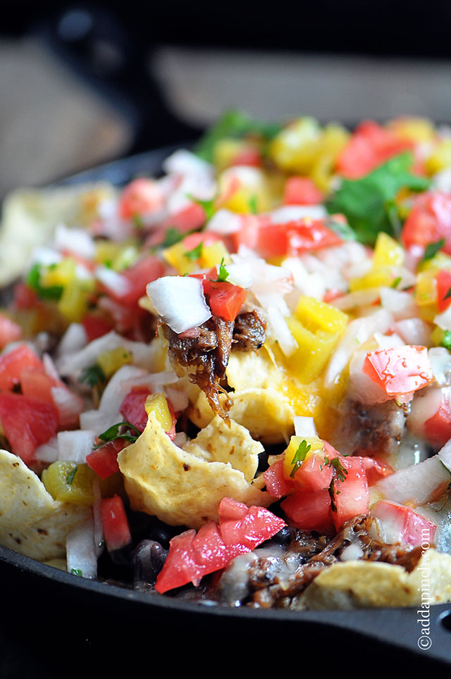 Shredded Beef Nachos Recipe | ©addapinch.com