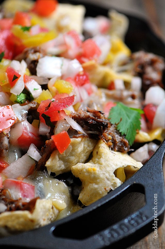 Shredded Beef Nachos Recipe | ©addapinch.com