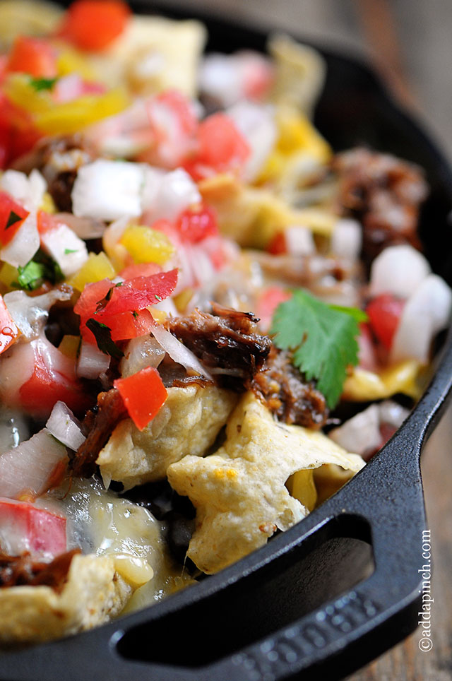 Shredded Beef Nachos Recipe | ©addapinch.com