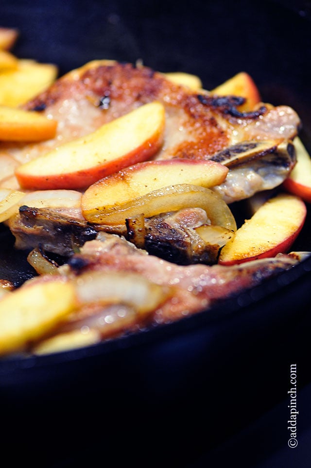 Pork Chops with Apples and Onions Recipe | ©addapinch.com