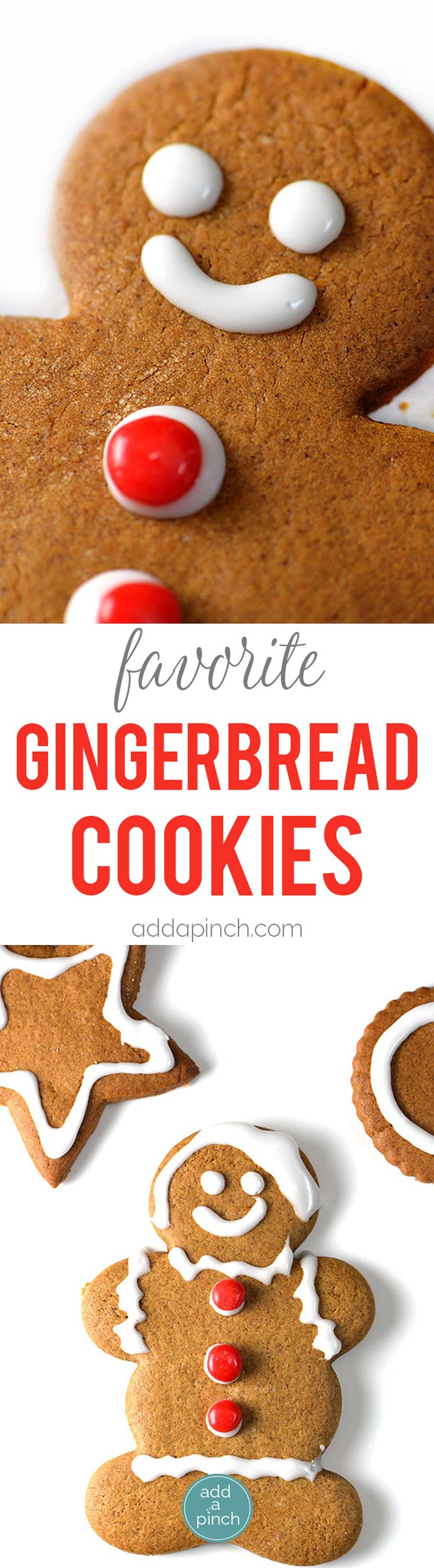 Gingerbread Cookies - Gingerbread cookies are a favorite Christmas cookie recipe and this gingerbread will become a favorite with a few special additions. // addapinch.com