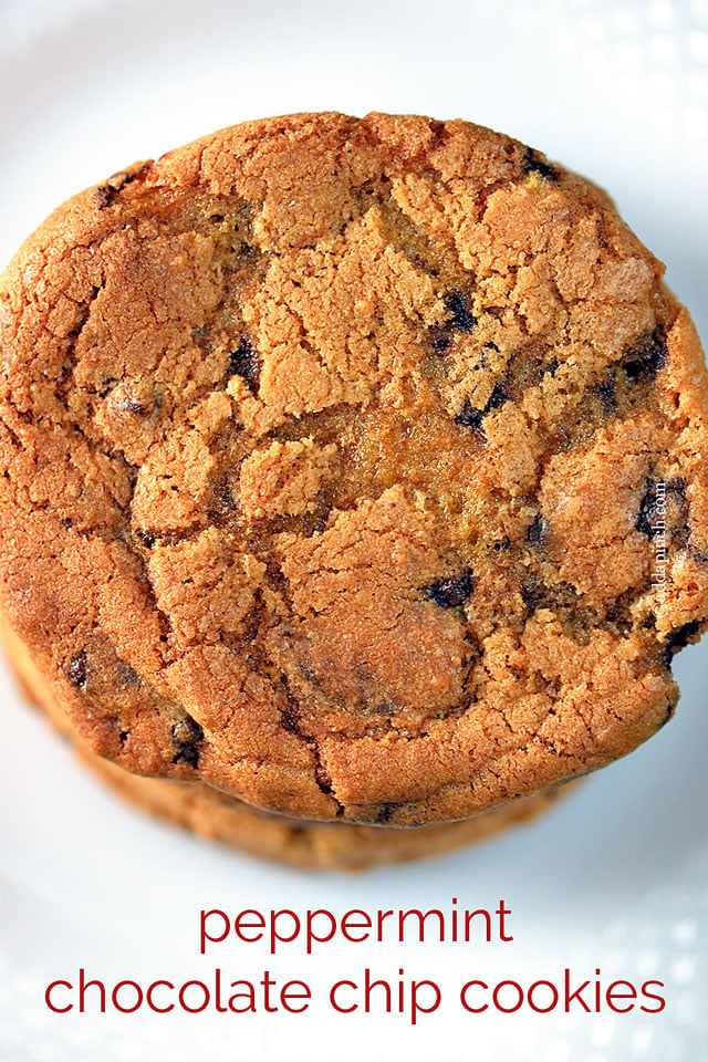 Peppermint Chocolate Chip Cookies | ©addapinch.com