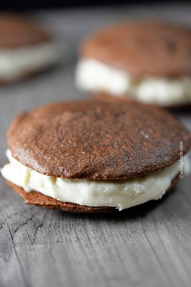 Peppermint Cream Chocolate Cookie Sandwiches | ©addapinch.com