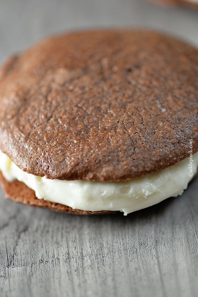 Peppermint Cream Chocolate Cookie Sandwiches | ©addapinch.com