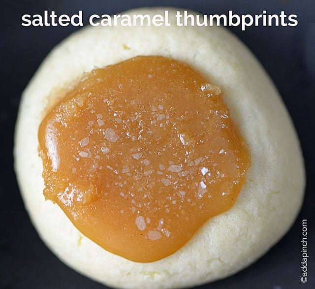 Salted Carmel Thumbprints Cookies | ©addapinch.com