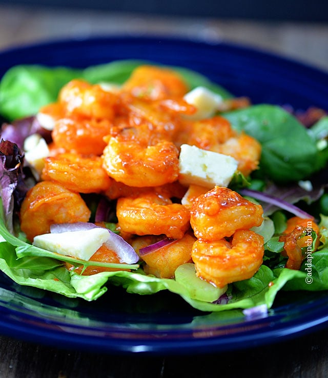 Buffalo Shrimp Salad Recipe | ©addapinch.com