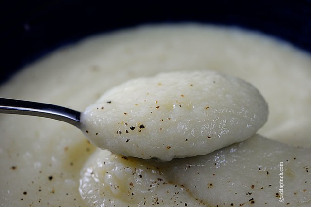 Roasted Garlic Cauliflower Puree | ©addapinch.com