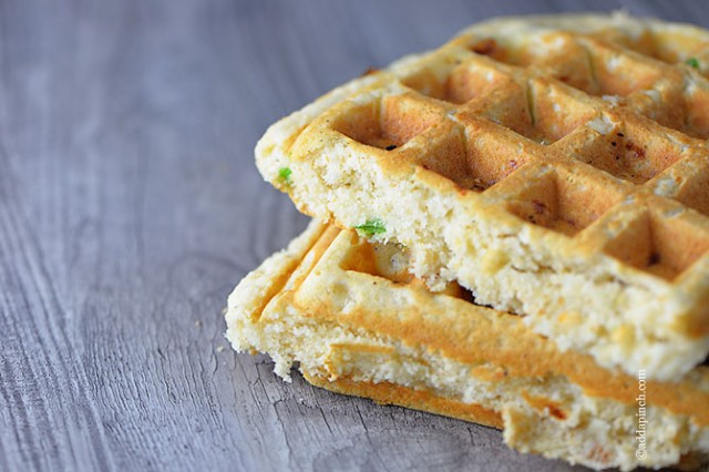 Cornbread Waffles Recipe | ©addapinch.com