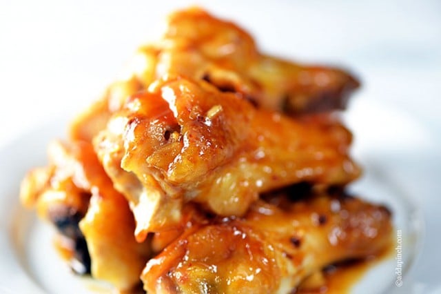 Maple Glazed Chicken Wings Recipe | ©addapinch.com