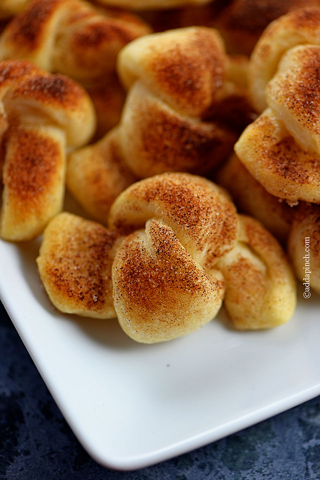 Cinnamon Sugar Knots Recipe | ©addapinch.com