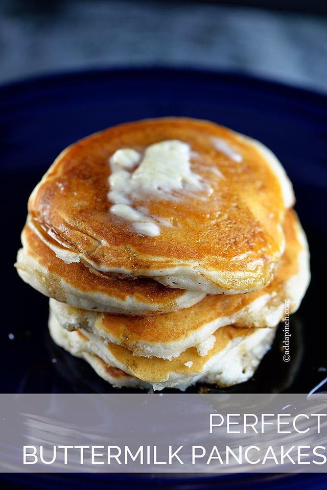 Perfect Buttermilk Pancakes Recipe | ©addapinch.com