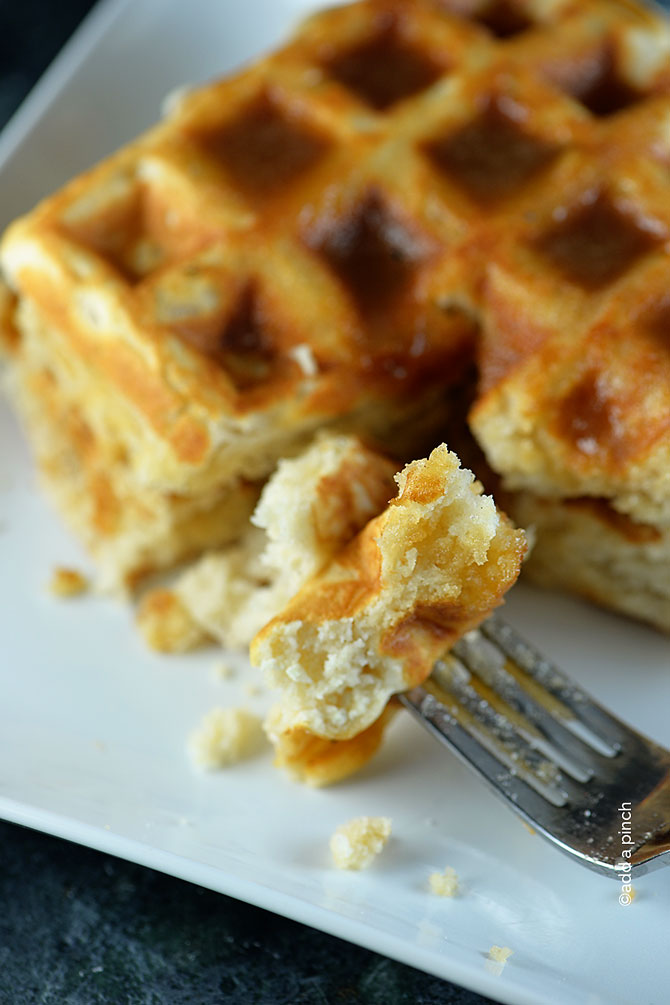 Salted Caramel Waffle Recipe from addapinch.com