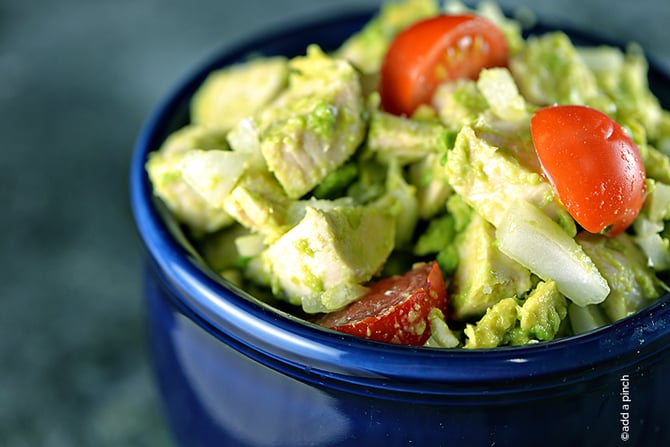 Avocado Chicken Salad Recipe from addapinch.com
