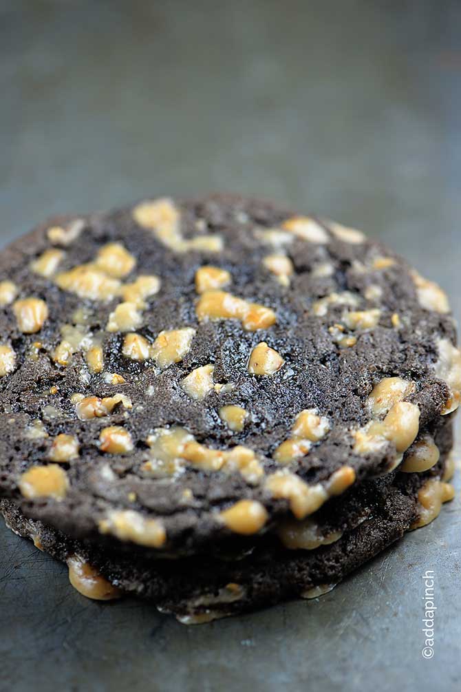 Chocolate Toffee Crunch Cookies Recipe from addapinch.com