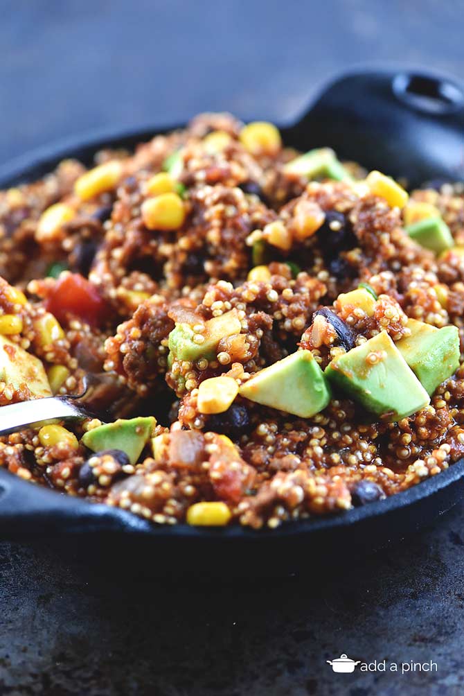 One Pot Mexican Quinoa Recipe from addapinch.com