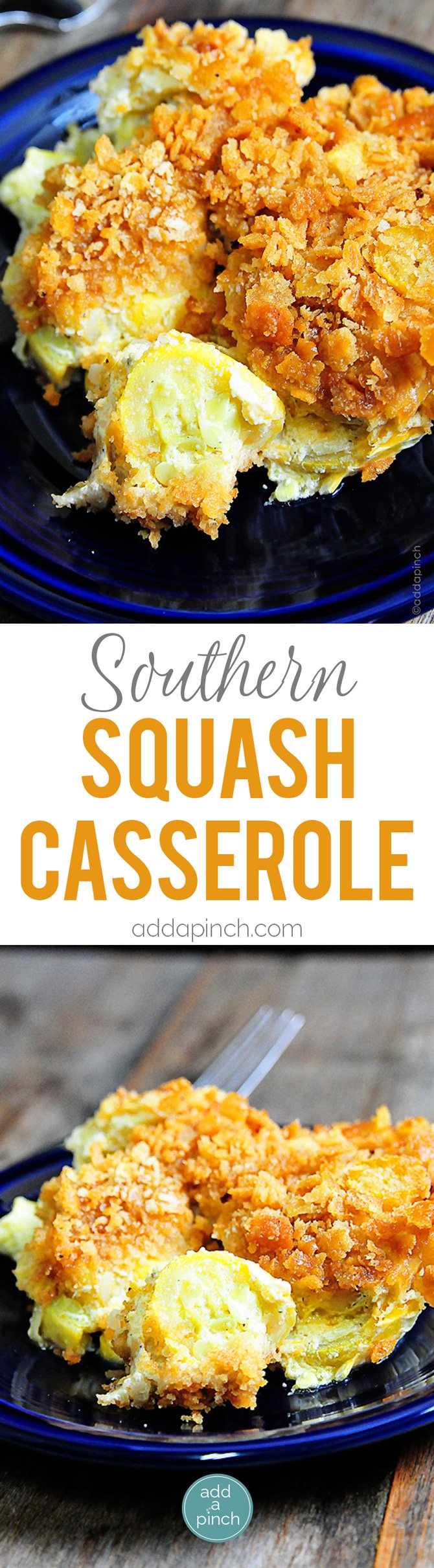Southern Squash Casserole - Squash Casserole is an essential dish for holidays and special events. Topped with a buttery cracker topping, this squash casserole is an all-time favorite! // addapinch.com