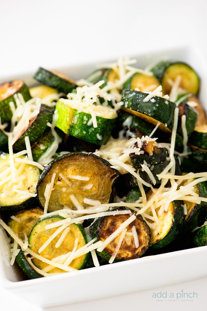 This parmesan zucchini and eggplant recipe makes a quick and easy side dish perfect for a weeknight supper!  // addapinch.com