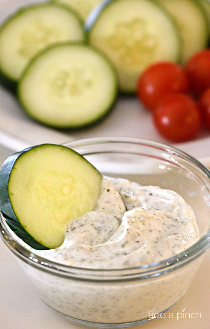 Easy Ranch Dip - Ranch dip makes the perfect little dip as an appetizer or snack! Quick and easy, this ranch dip is made of whole food ingredients you most likely have on hand! // addapinch.com
