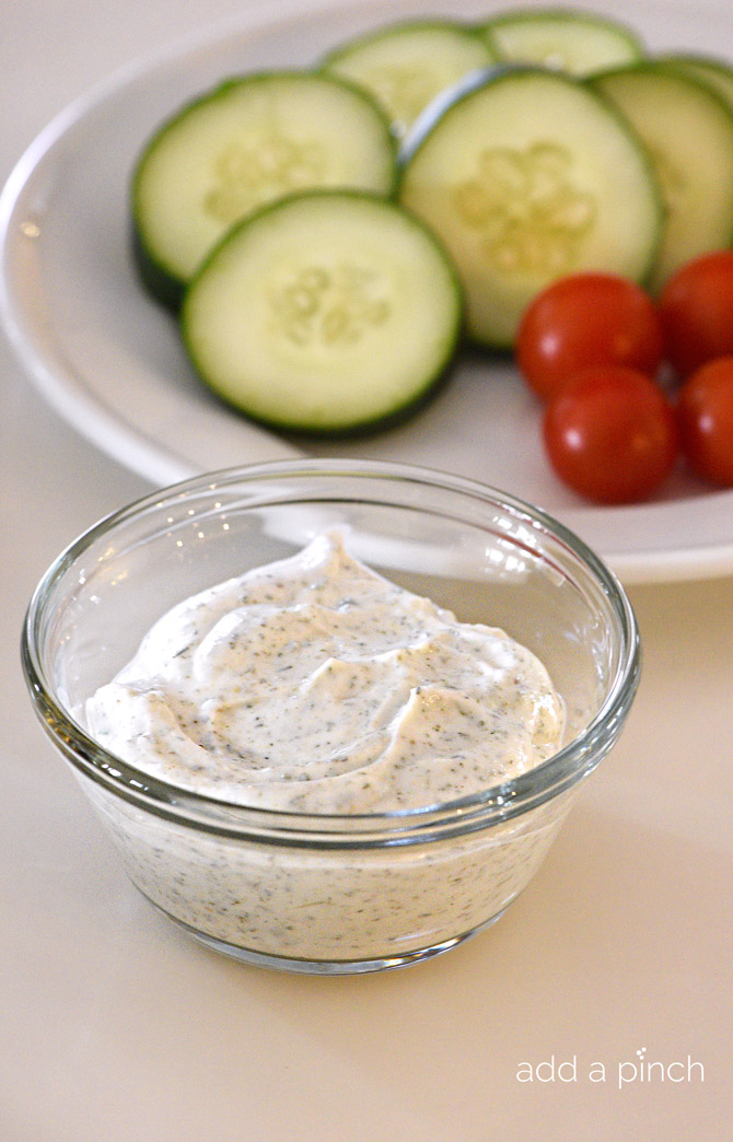 Easy Ranch Dip - Ranch dip makes the perfect little dip as an appetizer or snack! Quick and easy, this ranch dip is made of whole food ingredients you most likely have on hand! // addapinch.com