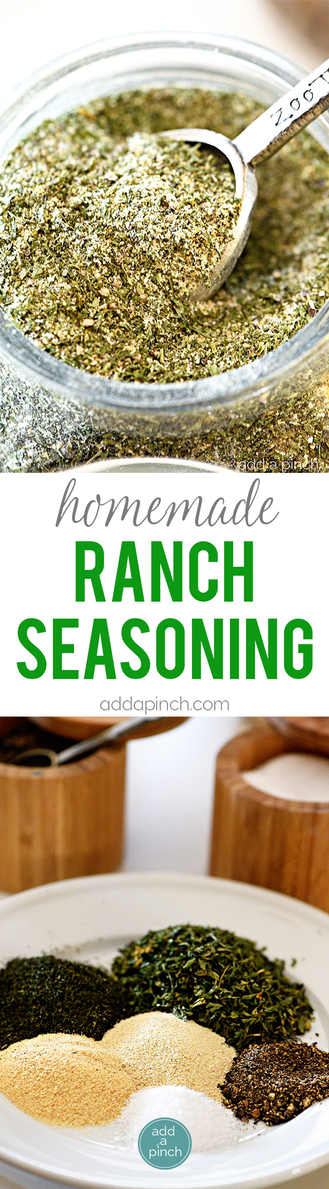 Homemade Ranch Seasoning Mix-Homemade ranch seasoning is een geweldige smaakmaker om bij de hand te houden voor ranch dressing, dips, chips en meer! // addapinch.com
