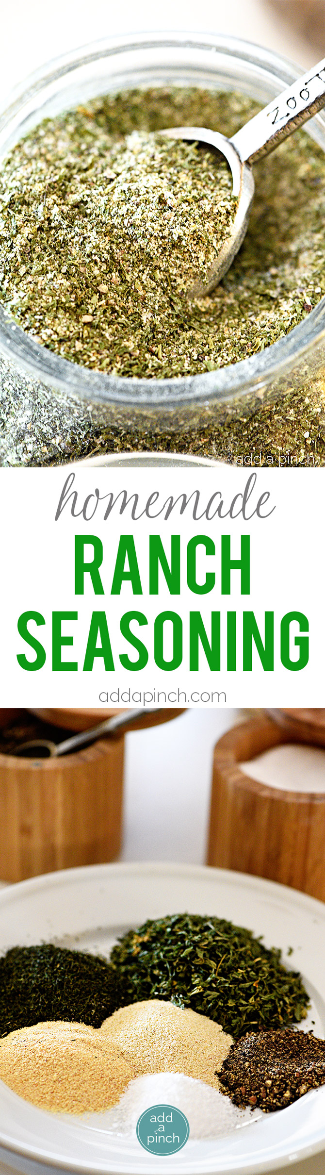 Homemade Ranch Seasoning Mix - Homemade ranch seasoning makes a great seasoning to keep on hand for ranch dressing, dips, chips, and more! // addapinch.com