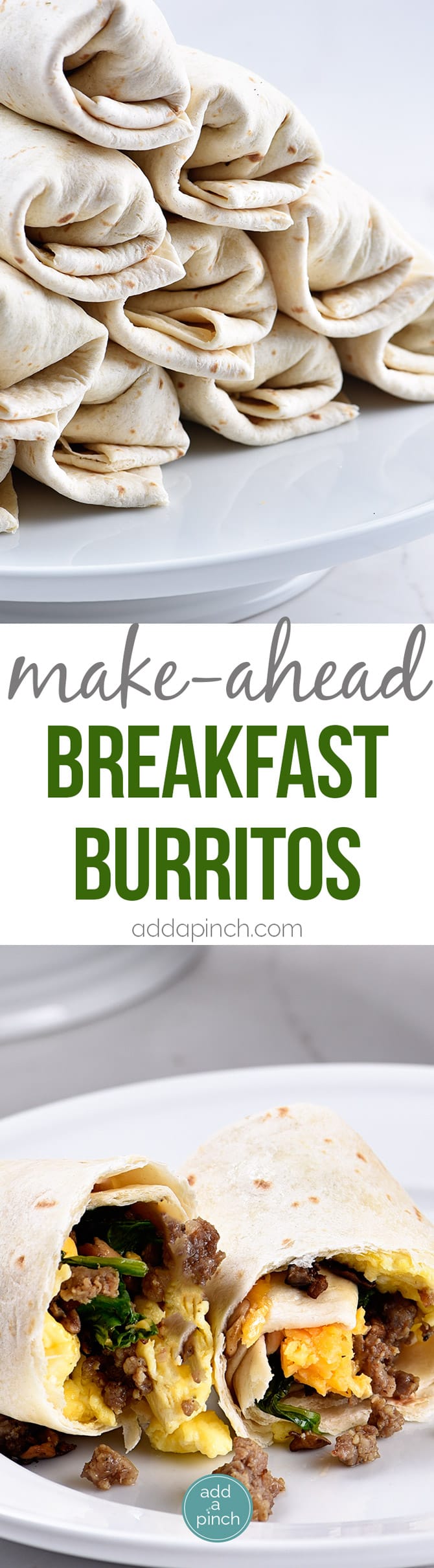 Make-Ahead Breakfast Burritos Recipe - Stock your freezer with these easy make-ahead breakfast burritos for even easier mornings! // addapinch.com