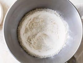 Flour and salt whisked together in a bowl.