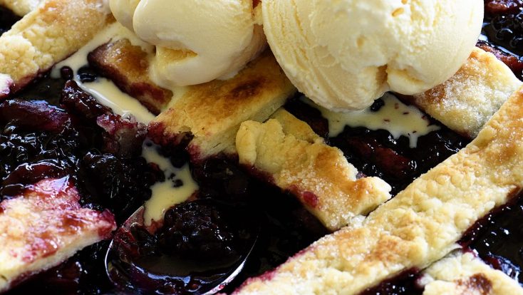 Southern Blackberry Cobbler Recipe - This blackberry cobbler makes a classic dessert. Including a lattice top and pastry dumplings, this blackberry cobbler is a favorite. // addapinch.com